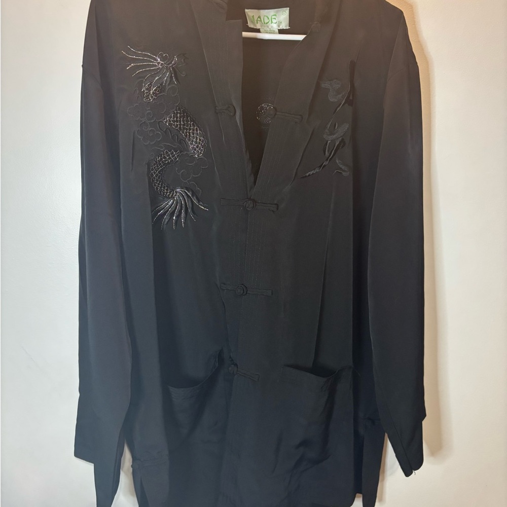 Jade Black Silk Blend Garment